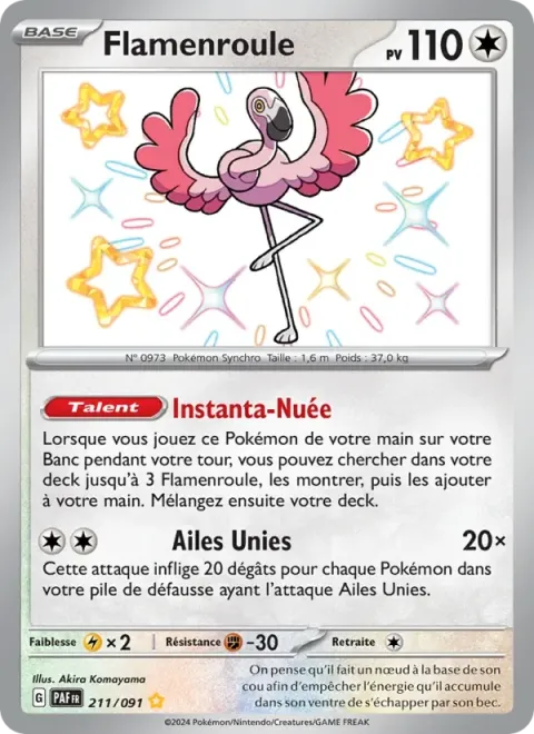 Carte Pokémon Flamenroule 211/091, extension Destinées de Paldea