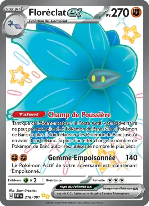 Carte Pokémon Floréclat-ex 218/091, extension Destinées de Paldea