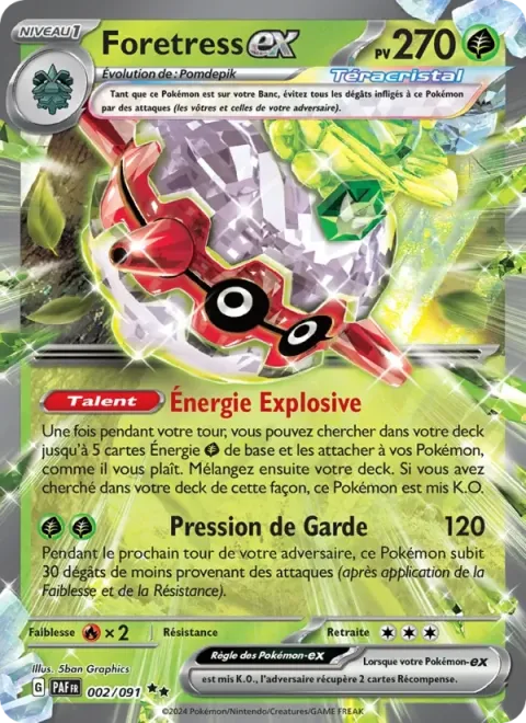Carte Pokémon Foretress-ex 002/091, extension Destinées de Paldea