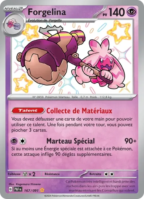 Carte Pokémon Forgelina 167/091, extension Destinées de Paldea