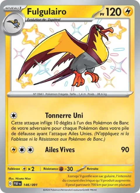 Carte Pokémon Fulgulairo 146/091, extension Destinées de Paldea