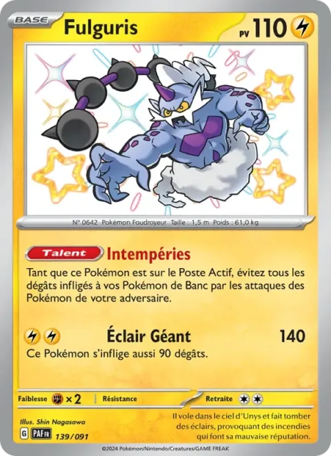 Carte Pokémon Fulguris 139/091, extension Destinées de Paldea