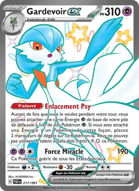 Carte Pokémon Gardevoir-ex 217/091, extension Destinées de Paldea