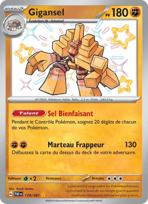 Carte Pokémon Gigansel 178/091, extension Destinées de Paldea