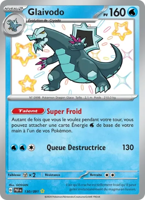 Carte Pokémon Glaivodo 130/091, extension Destinées de Paldea