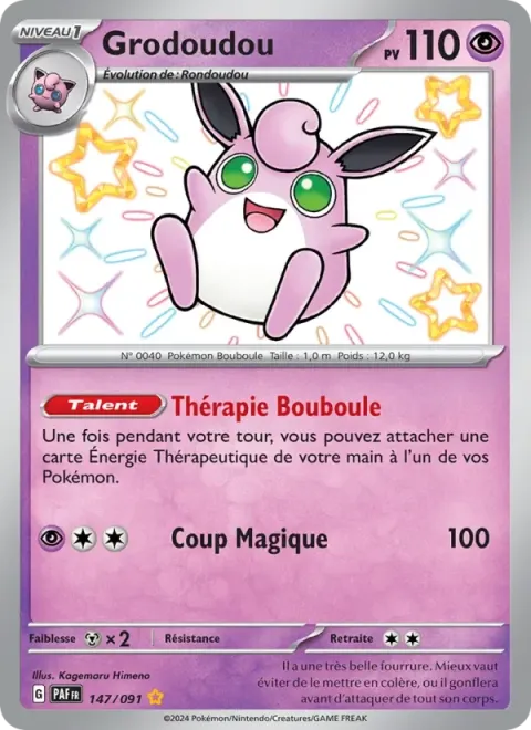 Carte Pokémon Grodoudou 147/091, extension Destinées de Paldea
