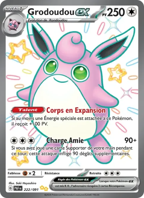 Carte Pokémon Grodoudou-ex 222/091, extension Destinées de Paldea