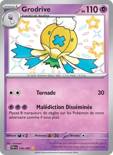 Carte Pokémon Grodrive 156/091, extension Destinées de Paldea