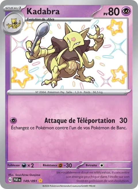 Carte Pokémon Kadabra 149/091, extension Destinées de Paldea