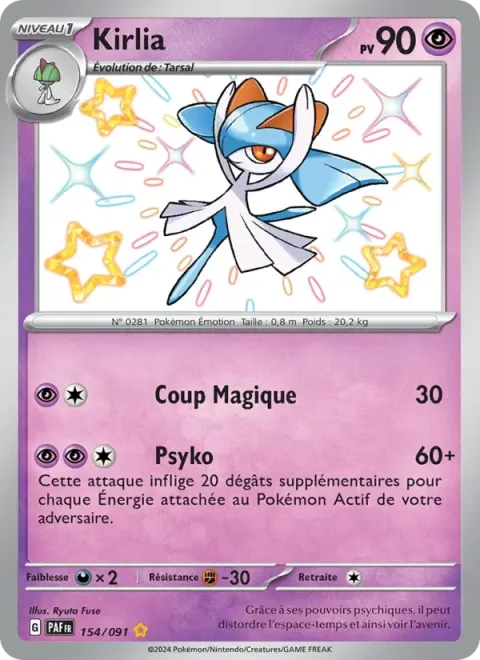 Carte Pokémon Kirlia 154/091, extension Destinées de Paldea