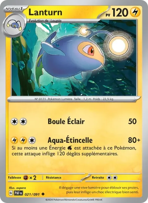 Carte Pokémon Lanturn 021/091, extension Destinées de Paldea