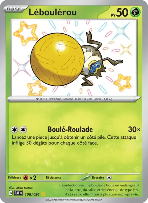 Carte Pokémon Léboulérou 108/091, extension Destinées de Paldea