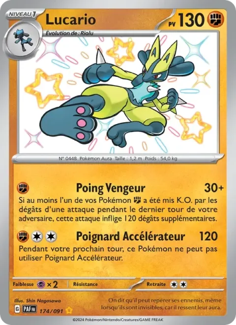 Carte Pokémon Lucario 174/091, extension Destinées de Paldea