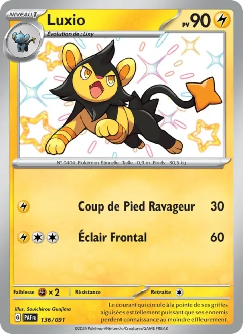 Carte Pokémon Luxio 136/091, extension Destinées de Paldea