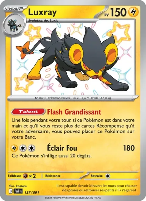Carte Pokémon Luxray 137/091, extension Destinées de Paldea