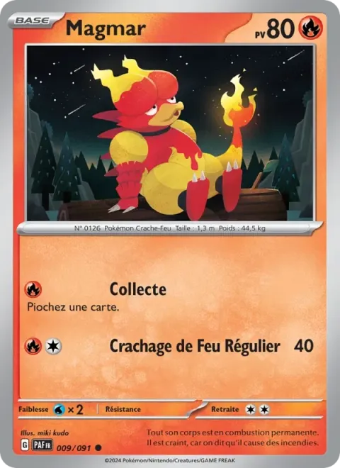 Carte Pokémon Magmar 009/091, extension Destinées de Paldea