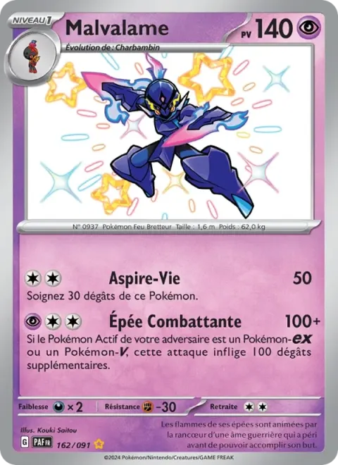 Carte Pokémon Malvalame 162/091, extension Destinées de Paldea