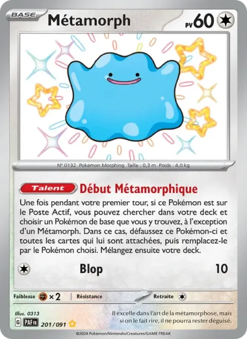 Carte Pokémon Métamorph 201/091, extension Destinées de Paldea