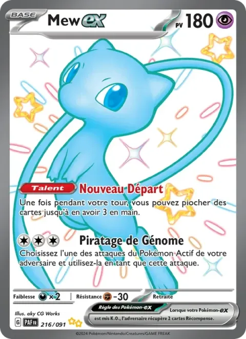 Carte Pokémon Mew-ex 216/091, extension Destinées de Paldea