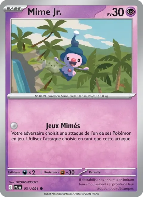 Carte Pokémon Mime Jr. 031/091, extension Destinées de Paldea