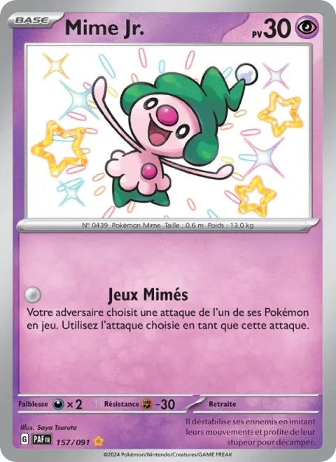 Carte Pokémon Mime Jr. 157/091, extension Destinées de Paldea