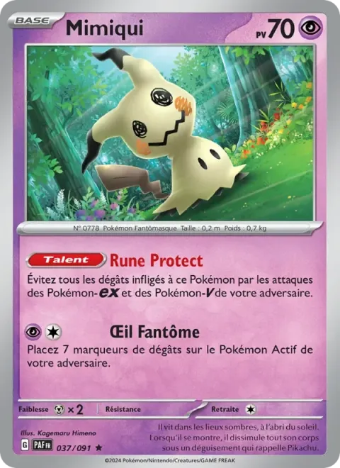 Carte Pokémon Mimiqui 037/091, extension Destinées de Paldea