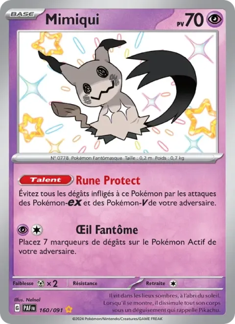 Carte Pokémon Mimiqui 160/091, extension Destinées de Paldea