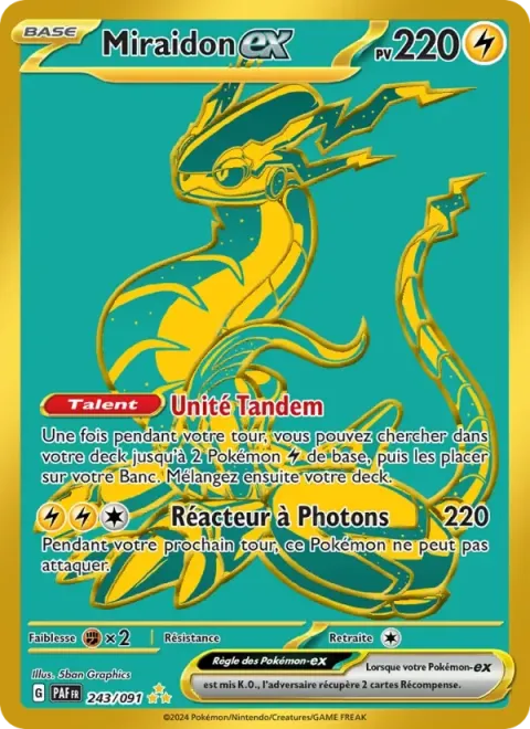 Carte Pokémon Miraidon-ex 243/091, extension Destinées de Paldea