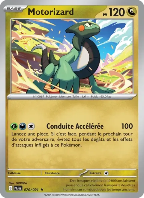 Carte Pokémon Motorizard 070/091, extension Destinées de Paldea