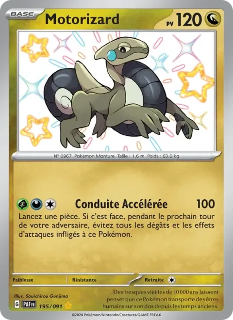 Carte Pokémon Motorizard 195/091, extension Destinées de Paldea