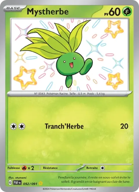 Carte Pokémon Mystherbe 092/091, extension Destinées de Paldea
