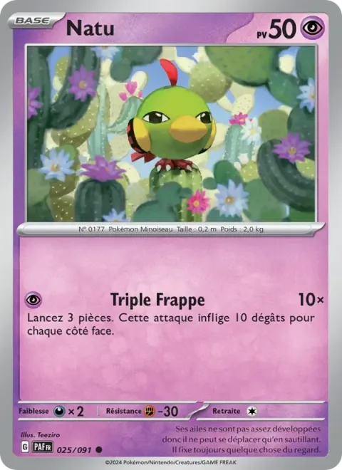 Carte Pokémon Natu 025/091, extension Destinées de Paldea