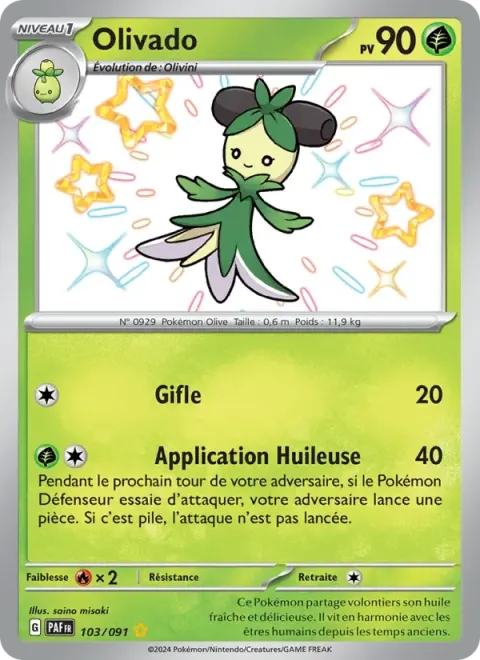 Carte Pokémon Olivado 103/091, extension Destinées de Paldea
