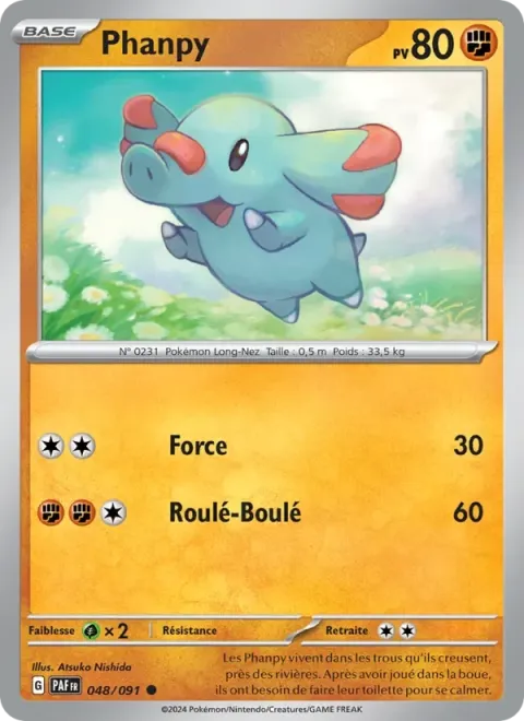 Carte Pokémon Phanpy 048/091, extension Destinées de Paldea