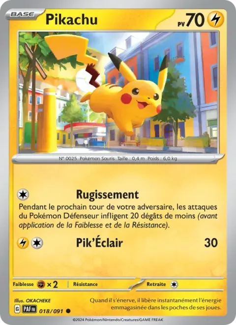 Carte Pokémon Pikachu 018/091, extension Destinées de Paldea
