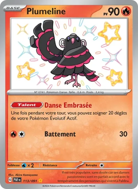 Carte Pokémon Plumeline 113/091, extension Destinées de Paldea