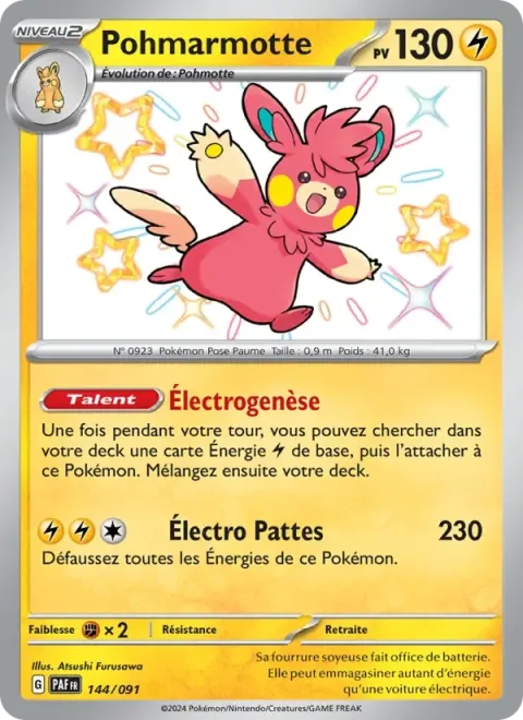 Carte Pokémon Pohmarmotte 144/091, extension Destinées de Paldea