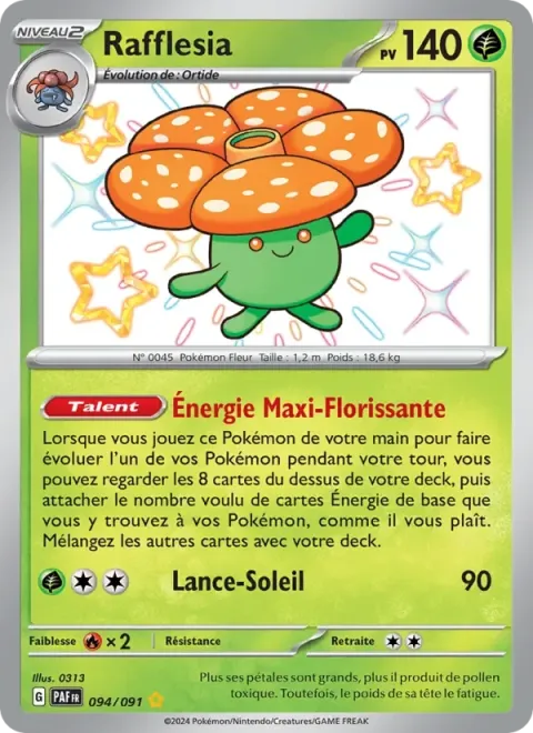 Carte Pokémon Rafflesia 094/091, extension Destinées de Paldea