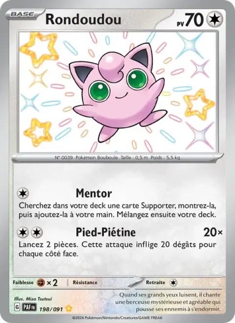 Carte Pokémon Rondoudou 198/091, extension Destinées de Paldea