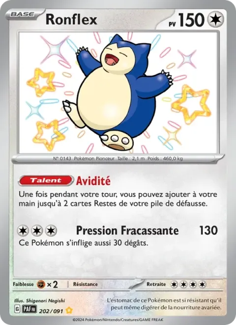 Carte Pokémon Ronflex 202/091, extension Destinées de Paldea