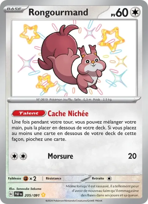 Carte Pokémon Rongourmand 205/091, extension Destinées de Paldea