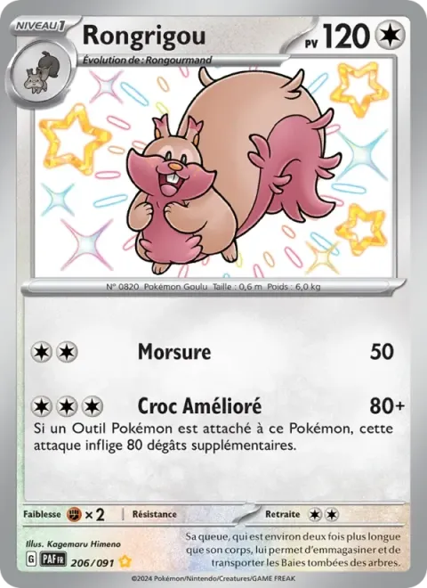 Carte Pokémon Rongrigou 206/091, extension Destinées de Paldea