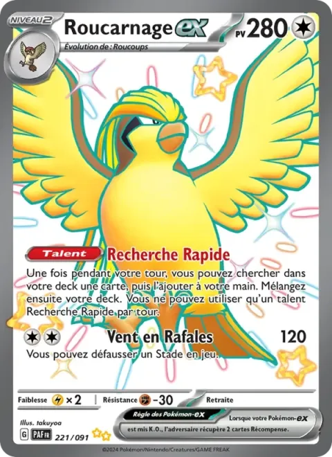 Carte Pokémon Roucarnage-ex 221/091, extension Destinées de Paldea