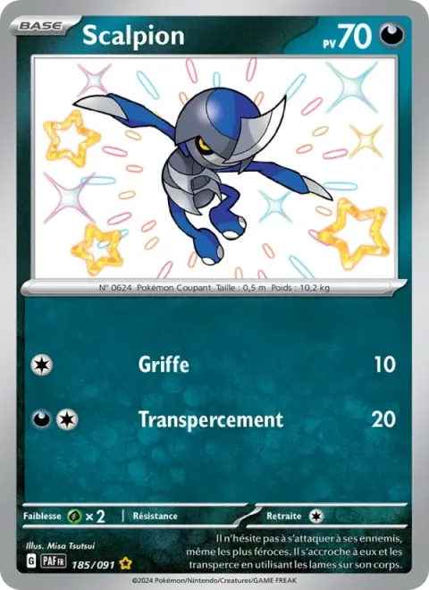 Carte Pokémon Scalpion 185/091, extension Destinées de Paldea