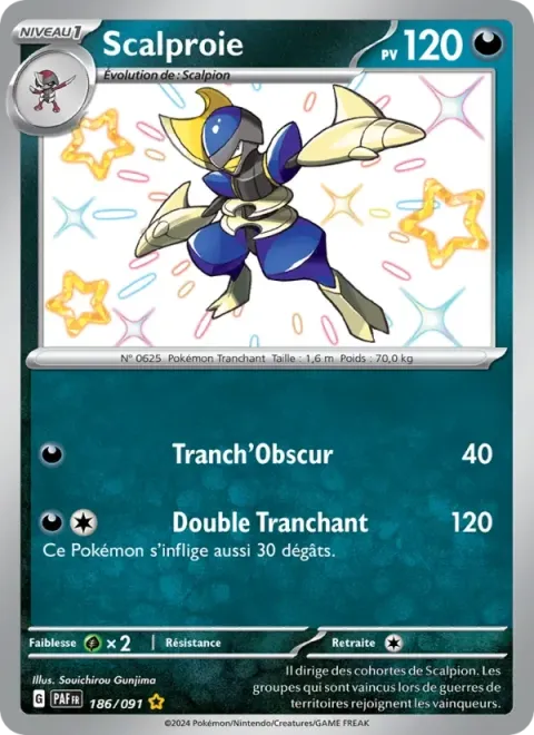 Carte Pokémon Scalproie 186/091, extension Destinées de Paldea