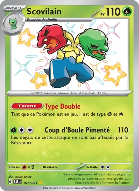 Carte Pokémon Scovilain 107/091, extension Destinées de Paldea