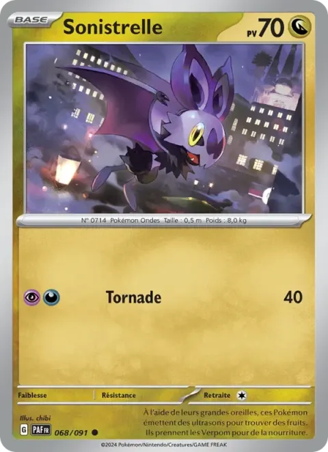 Carte Pokémon Sonistrelle 068/091, extension Destinées de Paldea