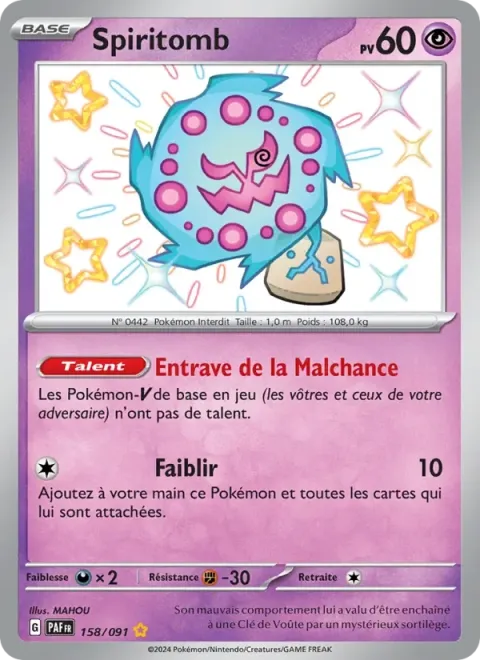 Carte Pokémon Spiritomb 158/091, extension Destinées de Paldea