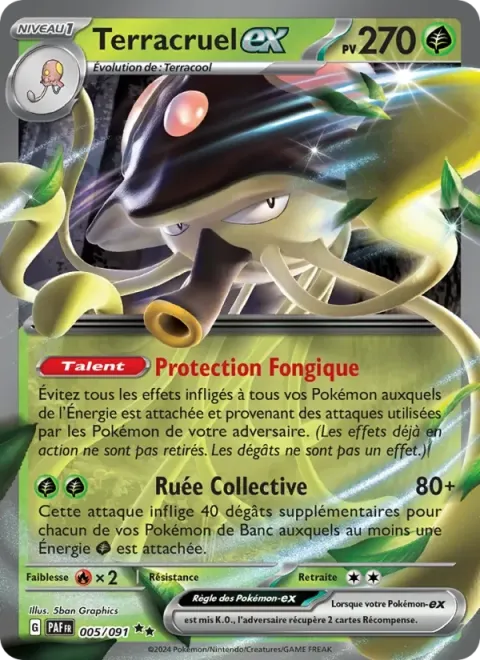 Carte Pokémon Terracruel-ex 005/091, extension Destinées de Paldea