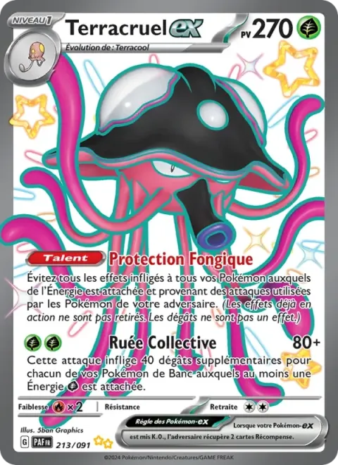 Carte Pokémon Terracruel-ex 213/091, extension Destinées de Paldea